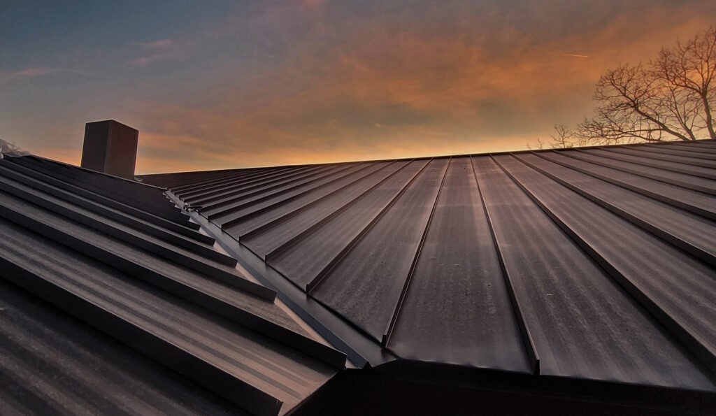 standing seam metal panels on roof